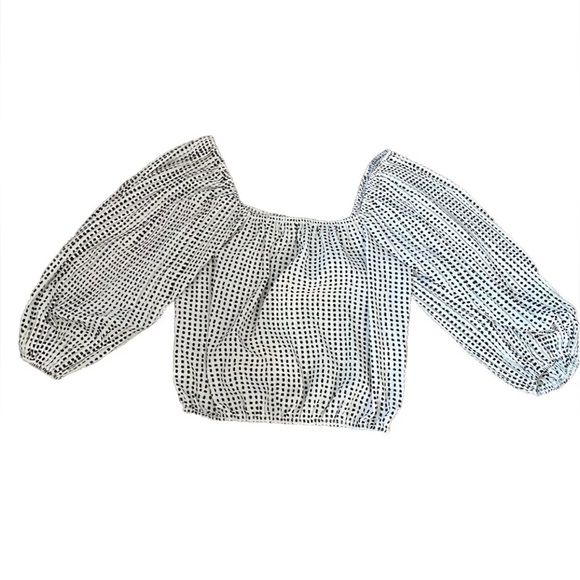 NWT Lucy Paris Off The Shoulder Top Blouse Pleated Balloon Sleeves Size XS - Picture 10 of 15